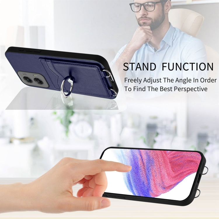 For Motorola Moto G Stylus 5G 2024 R20 Ring Card Holder Phone Case(Blue) - free shipping - PMC Jewellery - Order now!