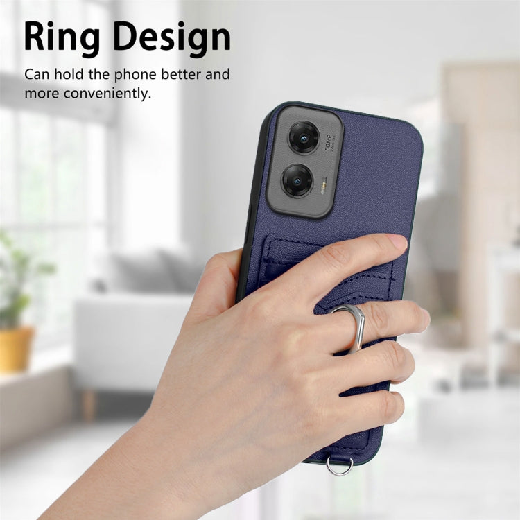 For Motorola Moto G Stylus 5G 2024 R20 Ring Card Holder Phone Case(Blue) - free shipping - PMC Jewellery - Order now!