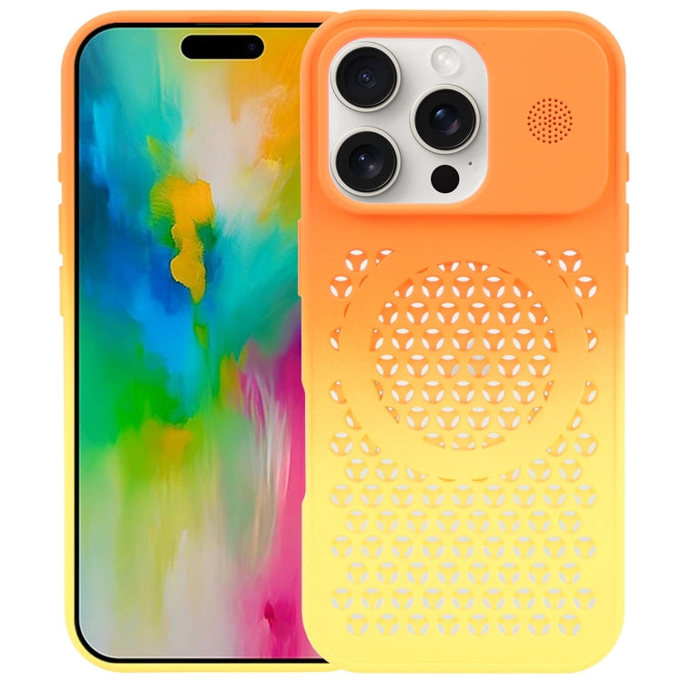 For iPhone 16 Pro Max Gradient Color Honeycomb Aromatherapy MagSafe Phone Case(Orange Yellow) - iPhone 16 Pro Max Cases by PMC TechLife | Online Shopping South Africa | PMC TechLife | Buy Now Pay Later Mobicred