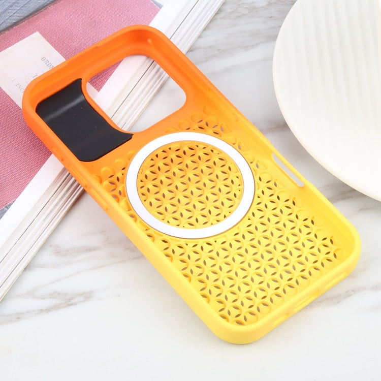 For iPhone 16 Pro Max Gradient Color Honeycomb Aromatherapy MagSafe Phone Case(Orange Yellow) - iPhone 16 Pro Max Cases by PMC TechLife | Online Shopping South Africa | PMC TechLife | Buy Now Pay Later Mobicred