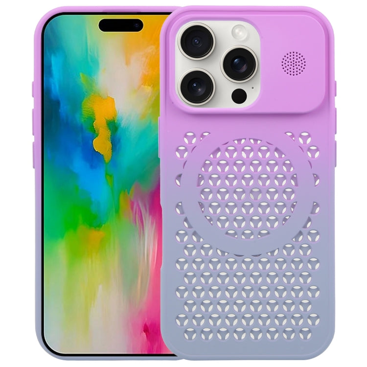For iPhone 16 Pro Gradient Color Honeycomb Aromatherapy MagSafe Phone Case(Purple Grey) - iPhone 16 Pro Cases by PMC TechLife | Online Shopping South Africa | PMC TechLife | Buy Now Pay Later Mobicred