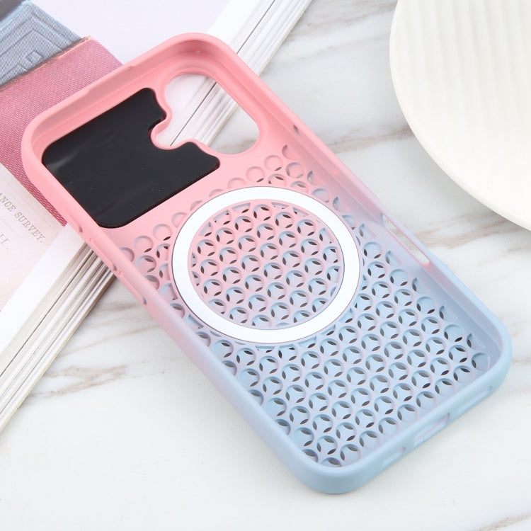 For iPhone 16 Plus Gradient Color Honeycomb Aromatherapy MagSafe Phone Case(Pink Blue) - iPhone 16 Plus Cases by PMC TechLife | Online Shopping South Africa | PMC TechLife | Buy Now Pay Later Mobicred