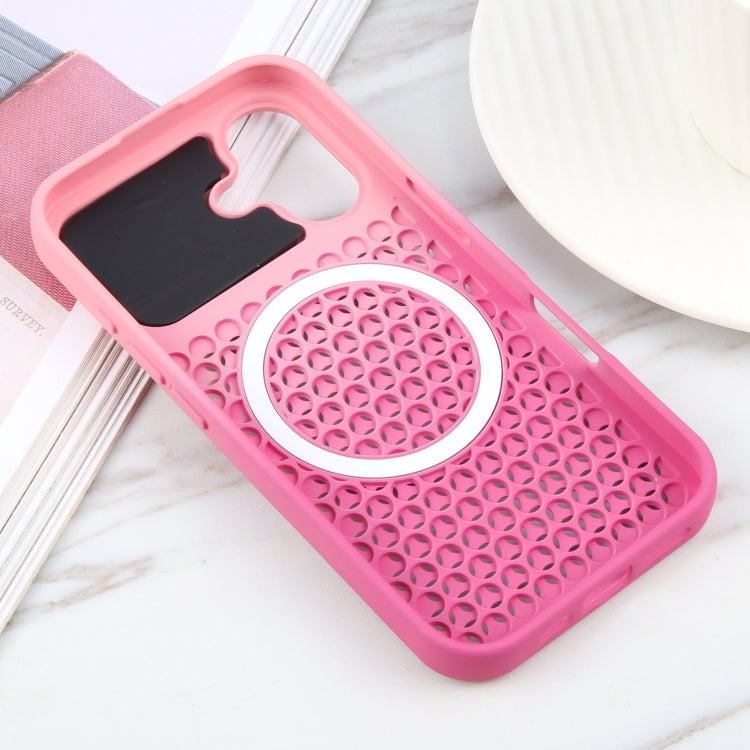 For iPhone 16 Gradient Color Honeycomb Aromatherapy MagSafe Phone Case(Pink+Rose Red) - iPhone 16 Cases by PMC TechLife | Online Shopping South Africa | PMC TechLife | Buy Now Pay Later Mobicred