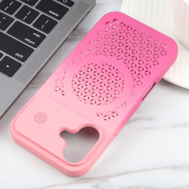 For iPhone 16 Gradient Color Honeycomb Aromatherapy MagSafe Phone Case(Pink+Rose Red) - iPhone 16 Cases by PMC TechLife | Online Shopping South Africa | PMC TechLife | Buy Now Pay Later Mobicred