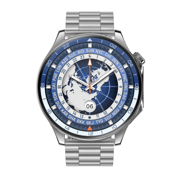 HD Watch X 1.43 inch IP68 BT5.3 Sport Smart Watch, Support Bluetooth Call / Sleep / Blood Oxygen / Heart Rate / Blood Pressure Health Monitor(Silver Steel + Blue Silicone Strap) - Smart Watches by PMC TechLife | Online Shopping South Africa | PMC TechLife | Buy Now Pay Later Mobicred