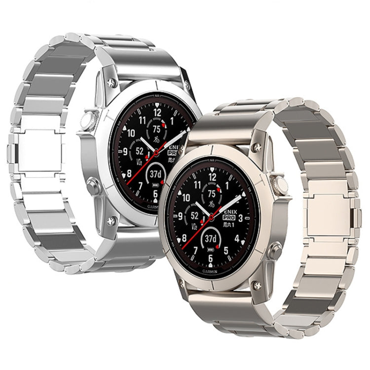 For Garmin Fenix 7 / Forerunner 965 22mm Three-Bead Magnetic Buckle Metal Quick Release Watch Band(Titanium) - Watch Bands by PMc TechLife | Online Shopping South Africa | PMc TechLife | Buy Now Pay Later Mobicred
