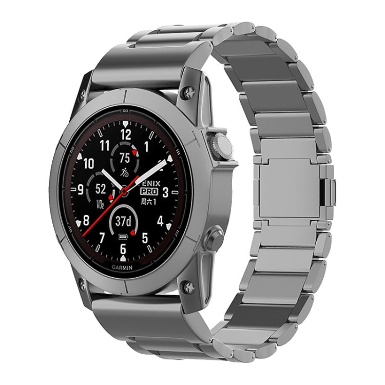 For Garmin Tactix 7 Pro / Fenix 7X 26mm Three-Bead Magnetic Buckle Metal Quick Release Watch Band(Grey) - free shipping - PMc TechLife - Order now!
