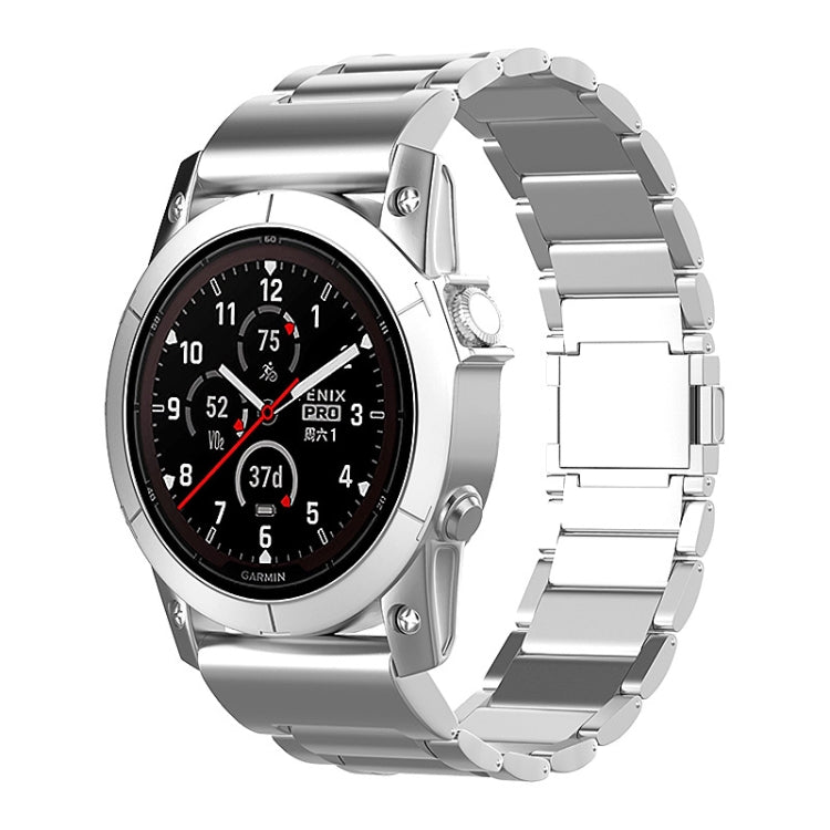 For Garmin Tactix 7 Pro / Fenix 7X 26mm Three-Bead Magnetic Buckle Metal Quick Release Watch Band(Silver) - free shipping - PMc TechLife - Order now!