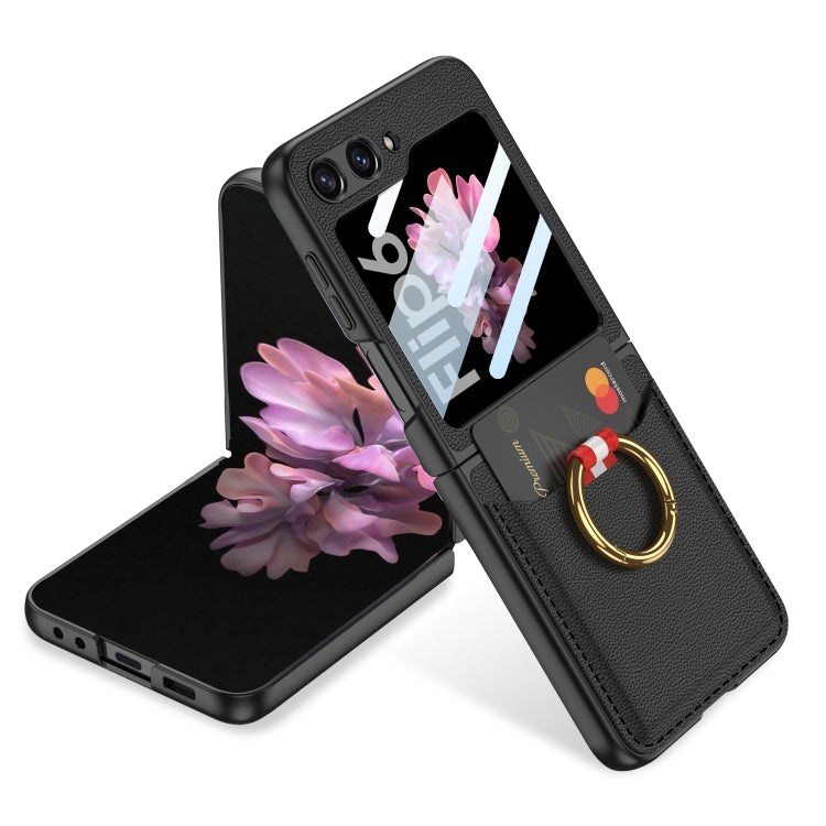 For Samsung Galaxy Z Flip6 / Flip7 FE GKK Integrated Ultra-thin Leather Card Slots Phone Case with Ring Holder(Black) - free shipping - PMC Jewellery - Order now!