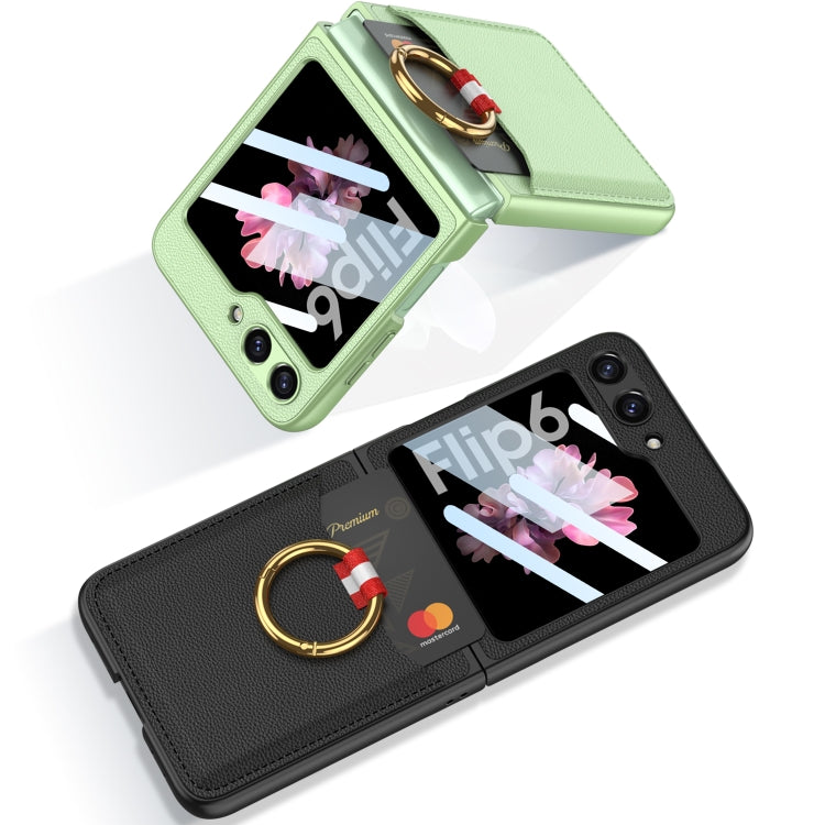 For Samsung Galaxy Z Flip6 / Flip7 FE GKK Integrated Ultra-thin Leather Card Slots Phone Case with Ring Holder(Black) - free shipping - PMC Jewellery - Order now!