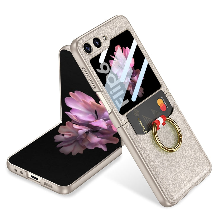For Samsung Galaxy Z Flip6 GKK Integrated Ultra-thin Leather Card Slots Phone Case with Ring Holder(Titanium Gray) - free shipping - PMC Jewellery - Order now!