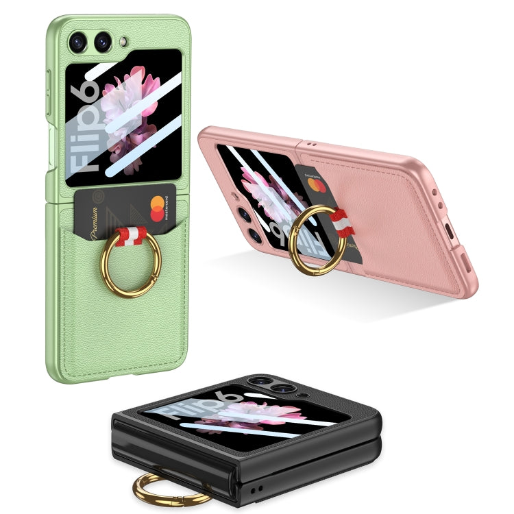 For Samsung Galaxy Z Flip6 GKK Integrated Ultra-thin Leather Card Slots Phone Case with Ring Holder(Titanium Gray) - free shipping - PMC Jewellery - Order now!