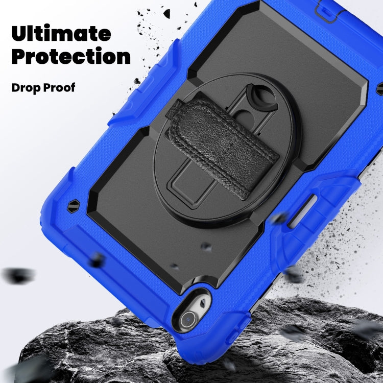 For iPad Air 11 2025 / 2024 Silicone Hybrid PC Tablet Case with Shoulder Strap(Black + Dark Blue) - free shipping - PMC TechLife - Order now!