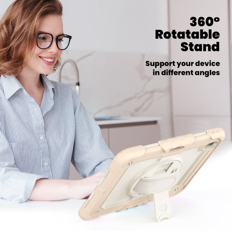 For iPad Air 11 2024 Silicone Hybrid PC Tablet Case with Shoulder Strap(Beige + Rose Gold) - iPad Air 11 2024 Cases by PMC TechLife | Online Shopping South Africa | PMC TechLife | Buy Now Pay Later Mobicred