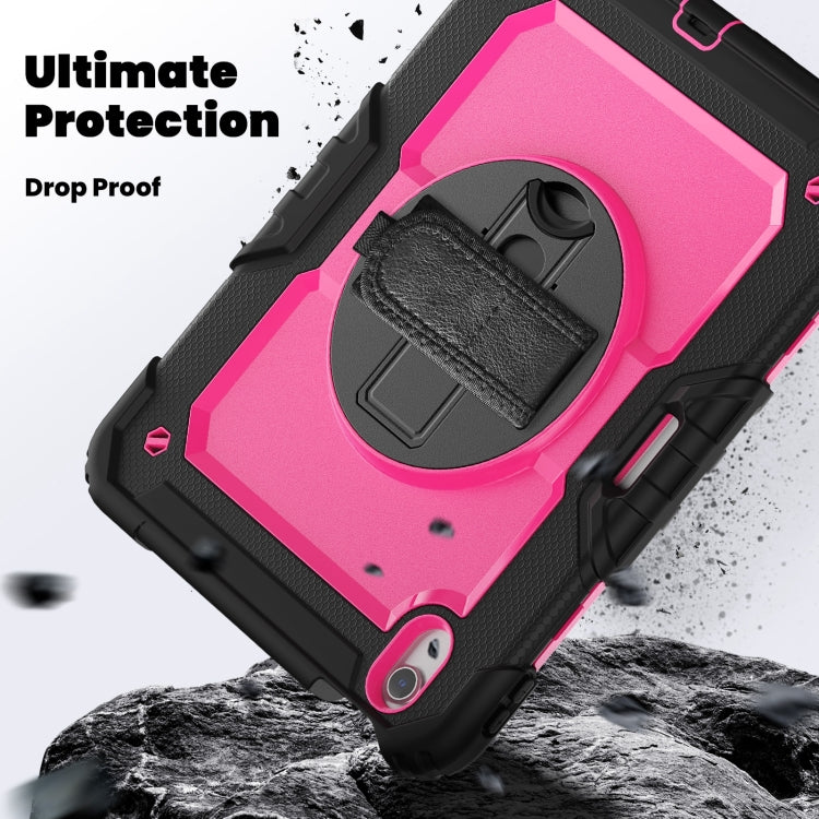 For iPad Air 11 2024 Silicone Hybrid PC Tablet Case with Shoulder Strap(Rose Red + Black) - iPad Air 11 2024 Cases by PMC TechLife | Online Shopping South Africa | PMC TechLife | Buy Now Pay Later Mobicred