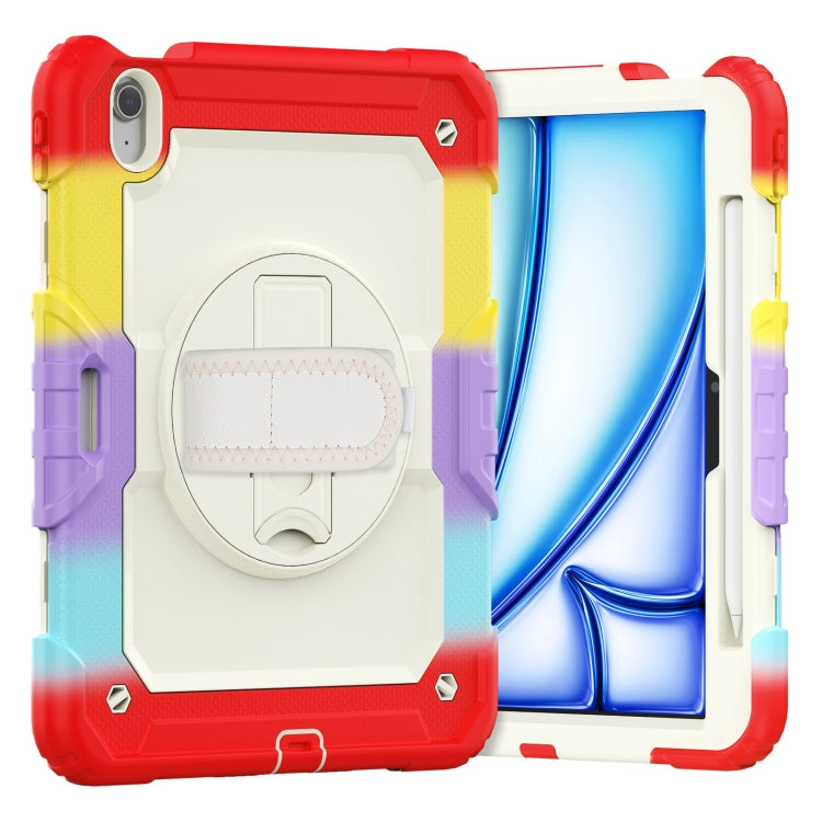 For iPad Air 11 2025 / 2024 Turntable Holder Silicone Hybrid PC Tablet Case with Shoulder Strap(Camouflage Red) - free shipping - PMC TechLife - Order now!