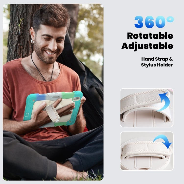 For iPad Air 11 2025 / 2024 Turntable Holder Silicone Hybrid PC Tablet Case with Shoulder Strap(Camouflage Light Blue) - free shipping - PMC TechLife - Order now!