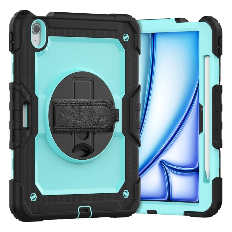 For iPad Air 11 2024 Silicone Hybrid PC Tablet Case with Shoulder Strap(Black + Light Blue) - iPad Air 11 2024 Cases by PMC TechLife | Online Shopping South Africa | PMC TechLife | Buy Now Pay Later Mobicred