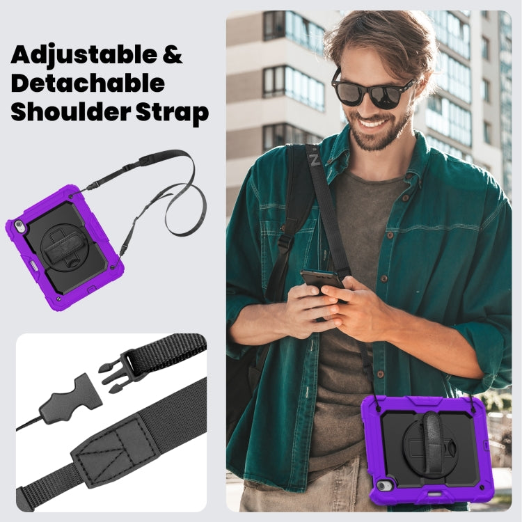 For iPad Air 11 2025 / 2024 Turntable Holder Silicone Hybrid PC Tablet Case with Shoulder Strap(Purple) - free shipping - PMC TechLife - Order now!