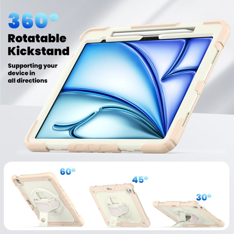 For iPad Air 13 2024 Silicone Hybrid PC Tablet Case with Shoulder Strap(Beige + Rose Gold) - iPad Air 13 2024 Cases by PMC TechLife | Online Shopping South Africa | PMC TechLife | Buy Now Pay Later Mobicred
