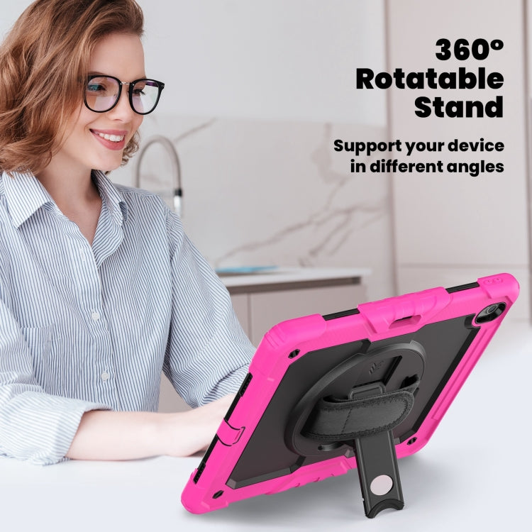 For iPad Air 13 2024 Silicone Hybrid PC Tablet Case with Shoulder Strap(Black + Rose Red) - iPad Air 13 2024 Cases by PMC TechLife | Online Shopping South Africa | PMC TechLife | Buy Now Pay Later Mobicred