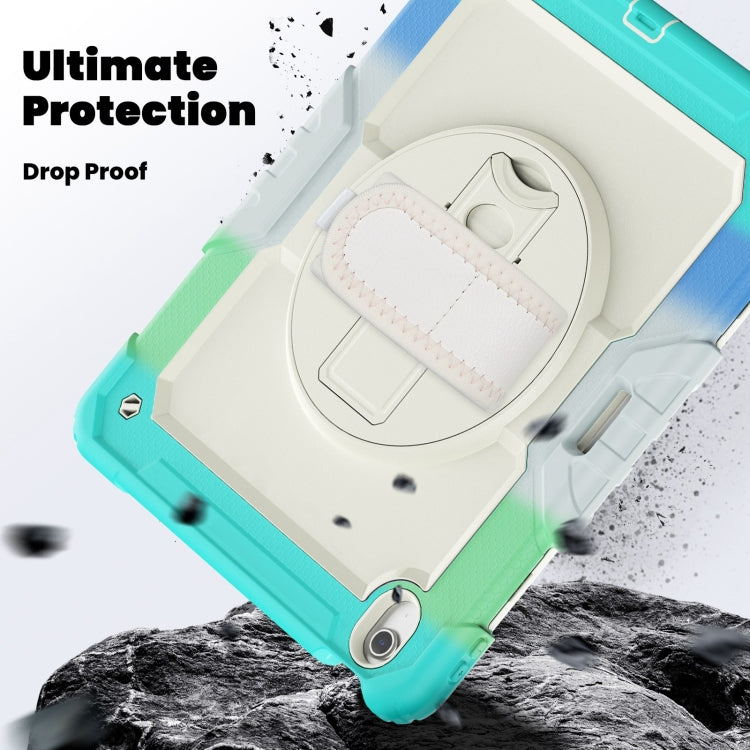 For iPad Air 13 2025 / 2024 Turntable Holder Silicone Hybrid PC Tablet Case with Shoulder Strap(Camouflage Light Blue) - free shipping - PMC TechLife - Order now!