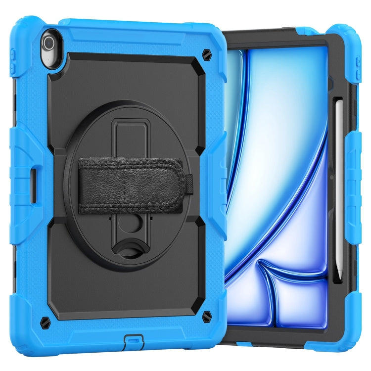 For iPad Air 13 2025 / 2024 Silicone Hybrid PC Tablet Case with Shoulder Strap(Black + Light Blue) - iPad Air 13 2025 / 2024 Cases by PMC TechLife | Online Shopping South Africa | PMC TechLife | Buy Now Pay Later Mobicred