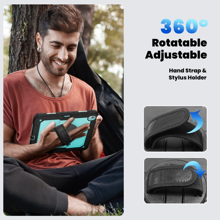 For iPad Air 13 2025 / 2024 Turntable Holder Silicone Hybrid PC Tablet Case with Shoulder Strap(Light Blue + Black) - free shipping - PMC TechLife - Order now!