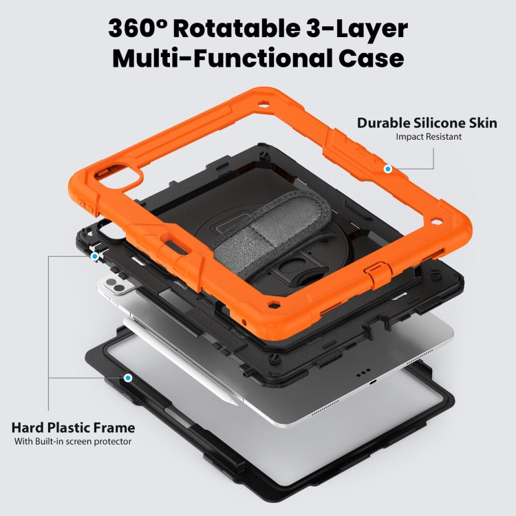 For iPad Pro 13 2024 Silicone Hybrid PC Tablet Case with Shoulder Strap(Orange) - free shipping - PMC TechLife - Order now!