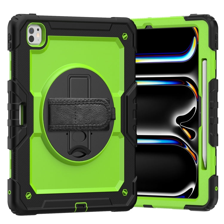 For iPad Pro 13 2024 Silicone Hybrid PC Tablet Case with Shoulder Strap(Yellow Green + Black) - iPad Pro 13 2024 Cases by PMC TechLife | Online Shopping South Africa | PMC TechLife | Buy Now Pay Later Mobicred