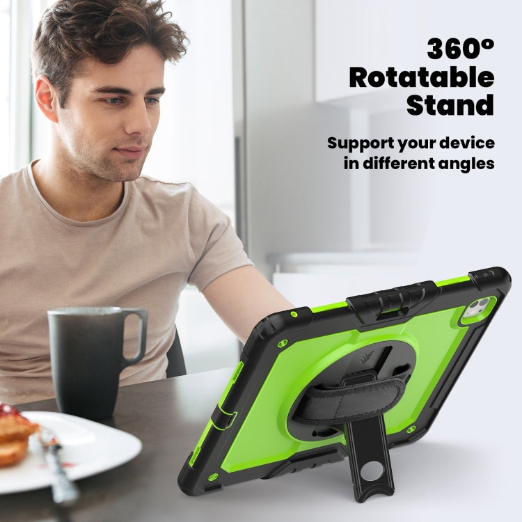 For iPad Pro 13 2024 Silicone Hybrid PC Tablet Case with Shoulder Strap(Yellow Green + Black) - iPad Pro 13 2024 Cases by PMC TechLife | Online Shopping South Africa | PMC TechLife | Buy Now Pay Later Mobicred