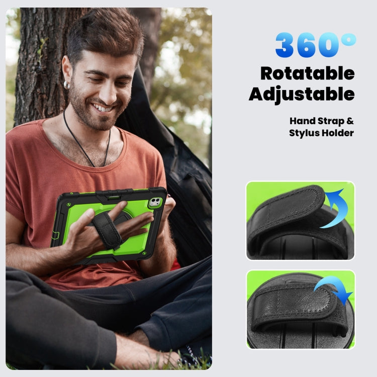 For iPad Pro 13 2024 Silicone Hybrid PC Tablet Case with Shoulder Strap(Yellow Green + Black) - iPad Pro 13 2024 Cases by PMC TechLife | Online Shopping South Africa | PMC TechLife | Buy Now Pay Later Mobicred