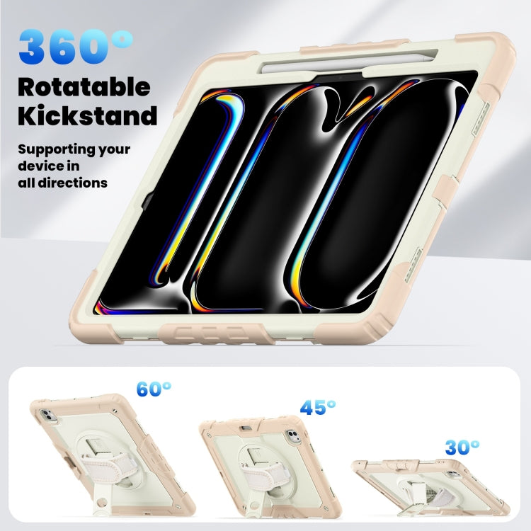 For iPad Pro 13 2024 Silicone Hybrid PC Tablet Case with Shoulder Strap(Beige + Rose Gold) - iPad Pro 13 2024 Cases by PMC TechLife | Online Shopping South Africa | PMC TechLife | Buy Now Pay Later Mobicred