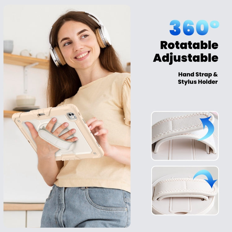 For iPad Pro 13 2024 Silicone Hybrid PC Tablet Case with Shoulder Strap(Beige + Rose Gold) - iPad Pro 13 2024 Cases by PMC TechLife | Online Shopping South Africa | PMC TechLife | Buy Now Pay Later Mobicred