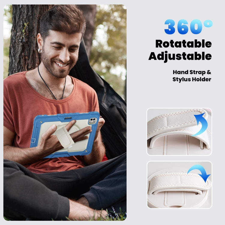 For iPad Pro 13 2024 Silicone Hybrid PC Tablet Case with Shoulder Strap(Beige + Cyan-blue) - iPad Pro 13 2024 Cases by PMC TechLife | Online Shopping South Africa | PMC TechLife | Buy Now Pay Later Mobicred