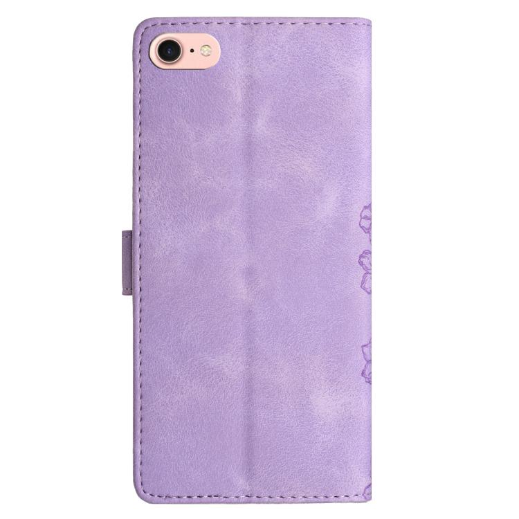 For iPhone 16e Cherry Blossom Butterfly Skin Feel Embossed PU Phone Case(Purple) - iPhone 16e Cases by PMC TechLife | Online Shopping South Africa | PMC TechLife | Buy Now Pay Later Mobicred