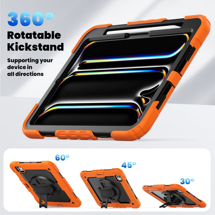 For iPad Pro 11 2024 Silicone Hybrid PC Tablet Case with Shoulder Strap(Orange) - iPad Pro 11 2024 Cases by PMC TechLife | Online Shopping South Africa | PMC TechLife | Buy Now Pay Later Mobicred