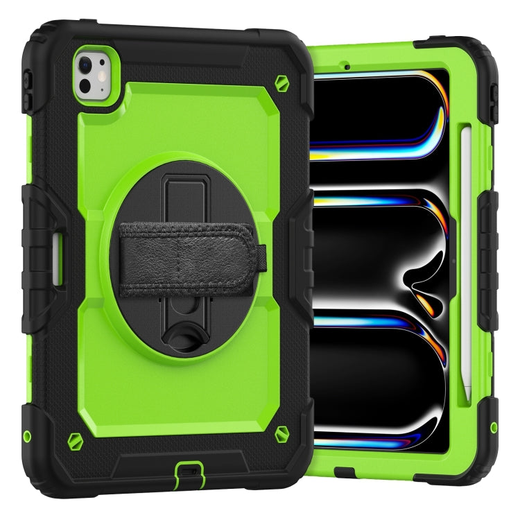 For iPad Pro 11 2024 Silicone Hybrid PC Tablet Case with Shoulder Strap(Yellow Green + Black) - iPad Pro 11 2024 Cases by PMC TechLife | Online Shopping South Africa | PMC TechLife | Buy Now Pay Later Mobicred