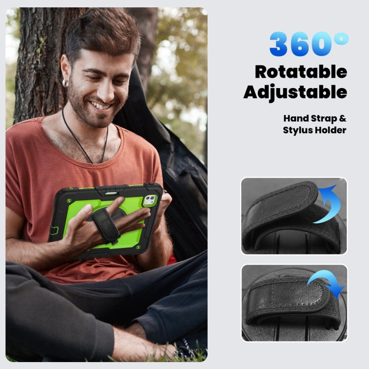 For iPad Pro 11 2024 Silicone Hybrid PC Tablet Case with Shoulder Strap(Yellow Green + Black) - iPad Pro 11 2024 Cases by PMC TechLife | Online Shopping South Africa | PMC TechLife | Buy Now Pay Later Mobicred
