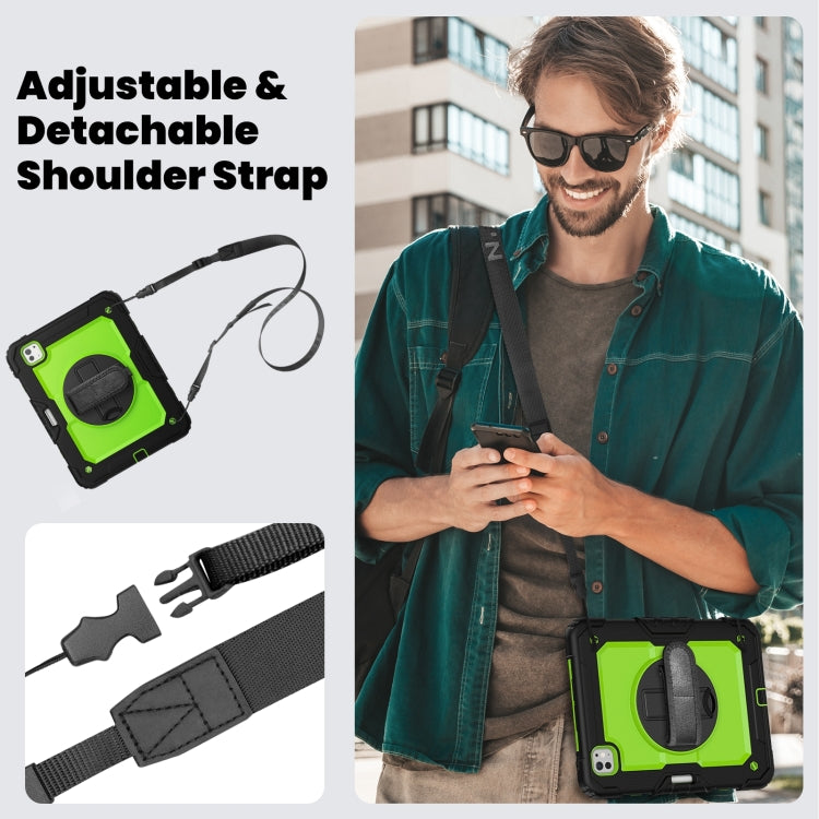 For iPad Pro 11 2024 Silicone Hybrid PC Tablet Case with Shoulder Strap(Yellow Green + Black) - iPad Pro 11 2024 Cases by PMC TechLife | Online Shopping South Africa | PMC TechLife | Buy Now Pay Later Mobicred