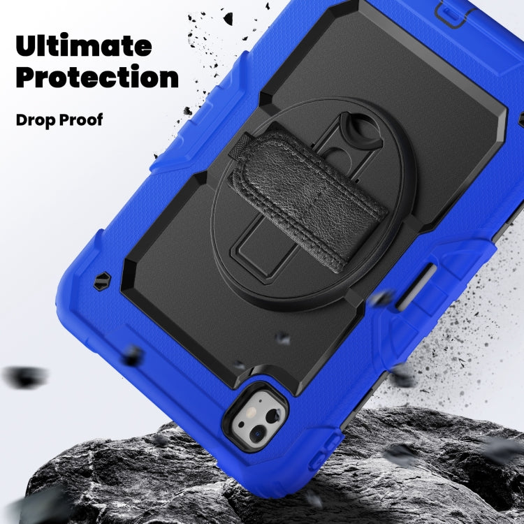 For iPad Pro 11 2024 Silicone Hybrid PC Tablet Case with Shoulder Strap(Black + Dark Blue) - iPad Pro 11 2024 Cases by PMC TechLife | Online Shopping South Africa | PMC TechLife | Buy Now Pay Later Mobicred