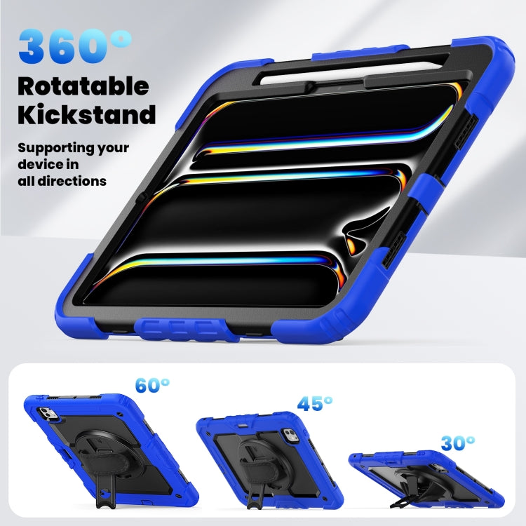 For iPad Pro 11 2024 Silicone Hybrid PC Tablet Case with Shoulder Strap(Black + Dark Blue) - iPad Pro 11 2024 Cases by PMC TechLife | Online Shopping South Africa | PMC TechLife | Buy Now Pay Later Mobicred