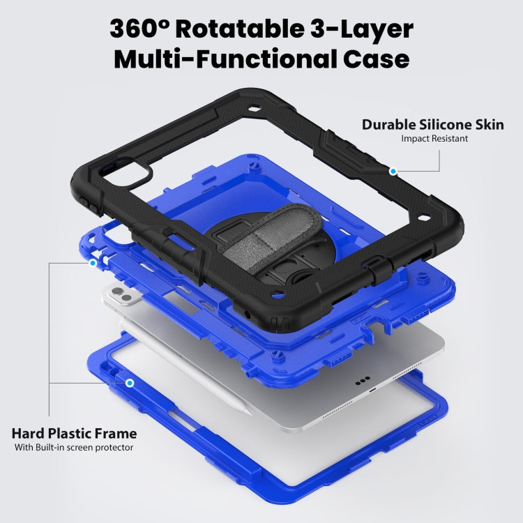 For iPad Pro 11 2024 Silicone Hybrid PC Tablet Case with Shoulder Strap(Dark Blue + Black) - iPad Pro 11 2024 Cases by PMC TechLife | Online Shopping South Africa | PMC TechLife | Buy Now Pay Later Mobicred