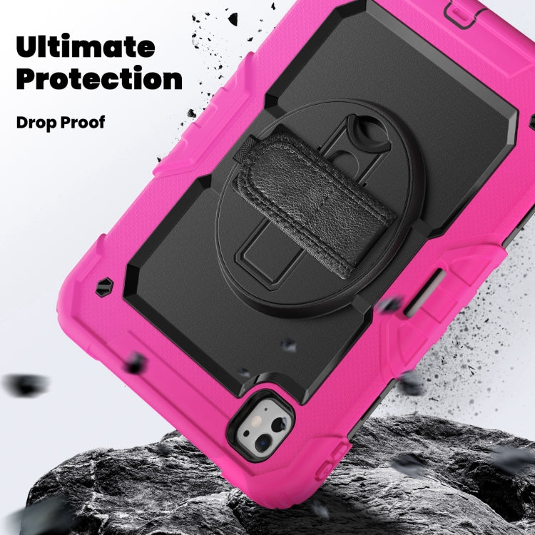 For iPad Pro 11 2024 Silicone Hybrid PC Tablet Case with Shoulder Strap(Black + Rose Red) - iPad Pro 11 2024 Cases by PMC TechLife | Online Shopping South Africa | PMC TechLife | Buy Now Pay Later Mobicred