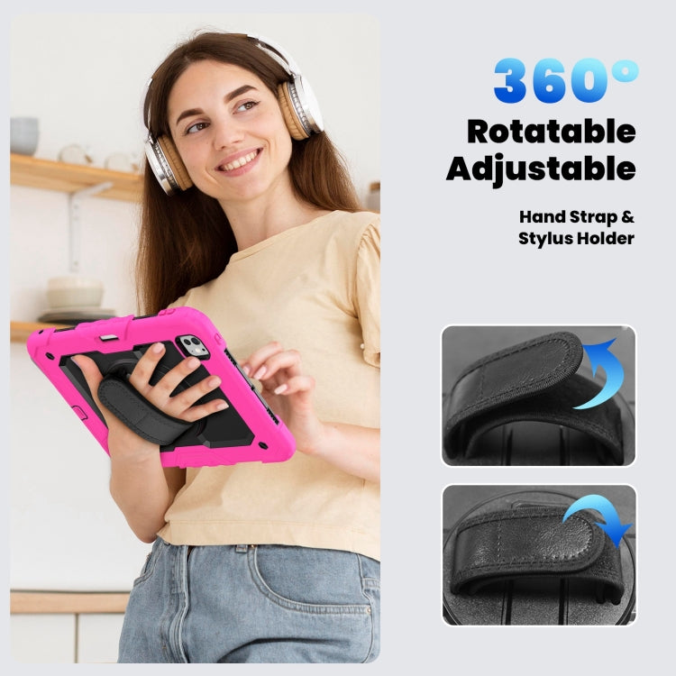 For iPad Pro 11 2024 Silicone Hybrid PC Tablet Case with Shoulder Strap(Black + Rose Red) - iPad Pro 11 2024 Cases by PMC TechLife | Online Shopping South Africa | PMC TechLife | Buy Now Pay Later Mobicred