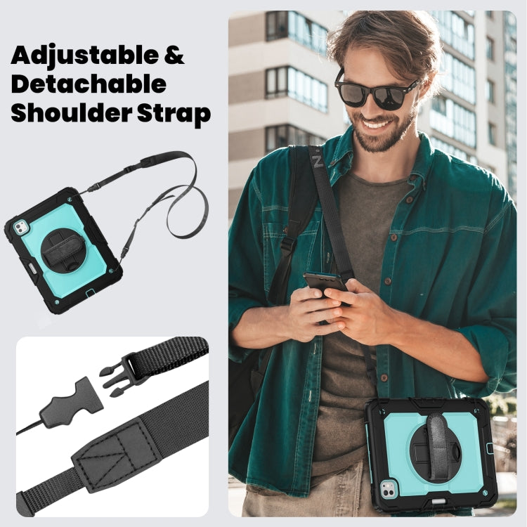 For iPad Pro 11 2024 Silicone Hybrid PC Tablet Case with Shoulder Strap(Light Blue + Black) - iPad Pro 11 2024 Cases by PMC TechLife | Online Shopping South Africa | PMC TechLife | Buy Now Pay Later Mobicred