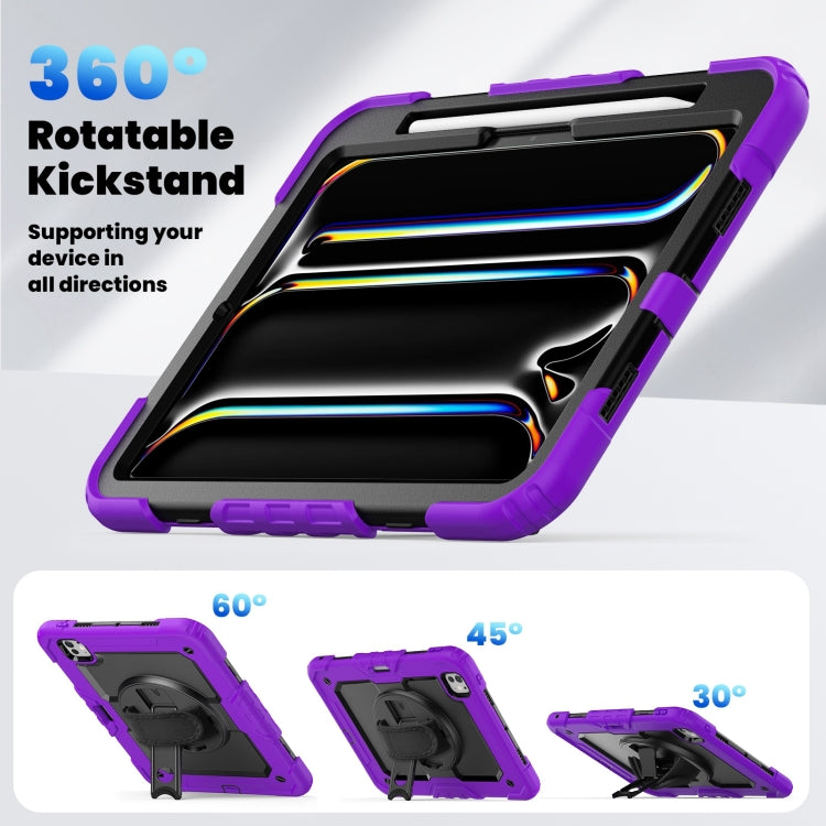 For iPad Pro 11 2024 Silicone Hybrid PC Tablet Case with Shoulder Strap(Purple) - iPad Pro 11 2024 Cases by PMC TechLife | Online Shopping South Africa | PMC TechLife | Buy Now Pay Later Mobicred