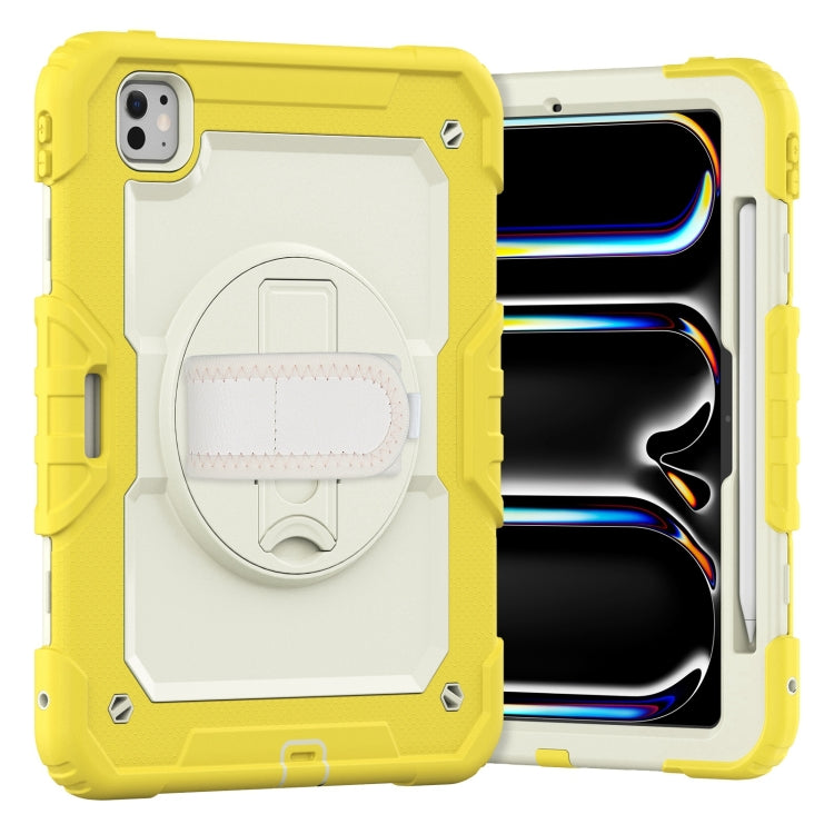For iPad Pro 11 2024 Silicone Hybrid PC Tablet Case with Shoulder Strap(Beige + Yellow) - iPad Pro 11 2024 Cases by PMC TechLife | Online Shopping South Africa | PMC TechLife | Buy Now Pay Later Mobicred