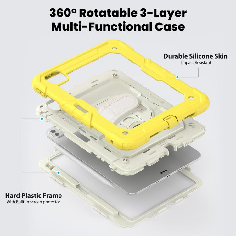 For iPad Pro 11 2024 Silicone Hybrid PC Tablet Case with Shoulder Strap(Beige + Yellow) - iPad Pro 11 2024 Cases by PMC TechLife | Online Shopping South Africa | PMC TechLife | Buy Now Pay Later Mobicred
