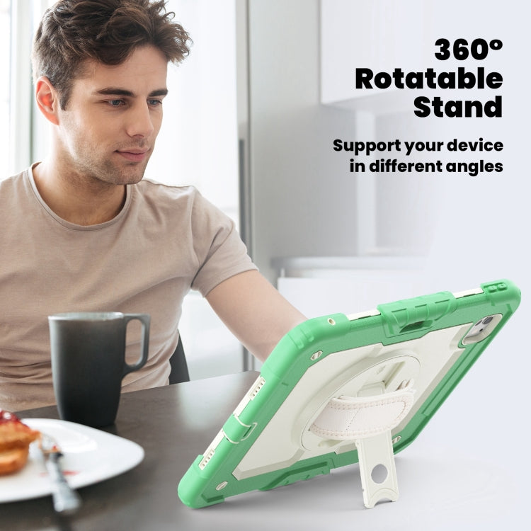 For iPad Pro 11 2024 Silicone Hybrid PC Tablet Case with Shoulder Strap(Beige + Light Green) - iPad Pro 11 2024 Cases by PMC TechLife | Online Shopping South Africa | PMC TechLife | Buy Now Pay Later Mobicred